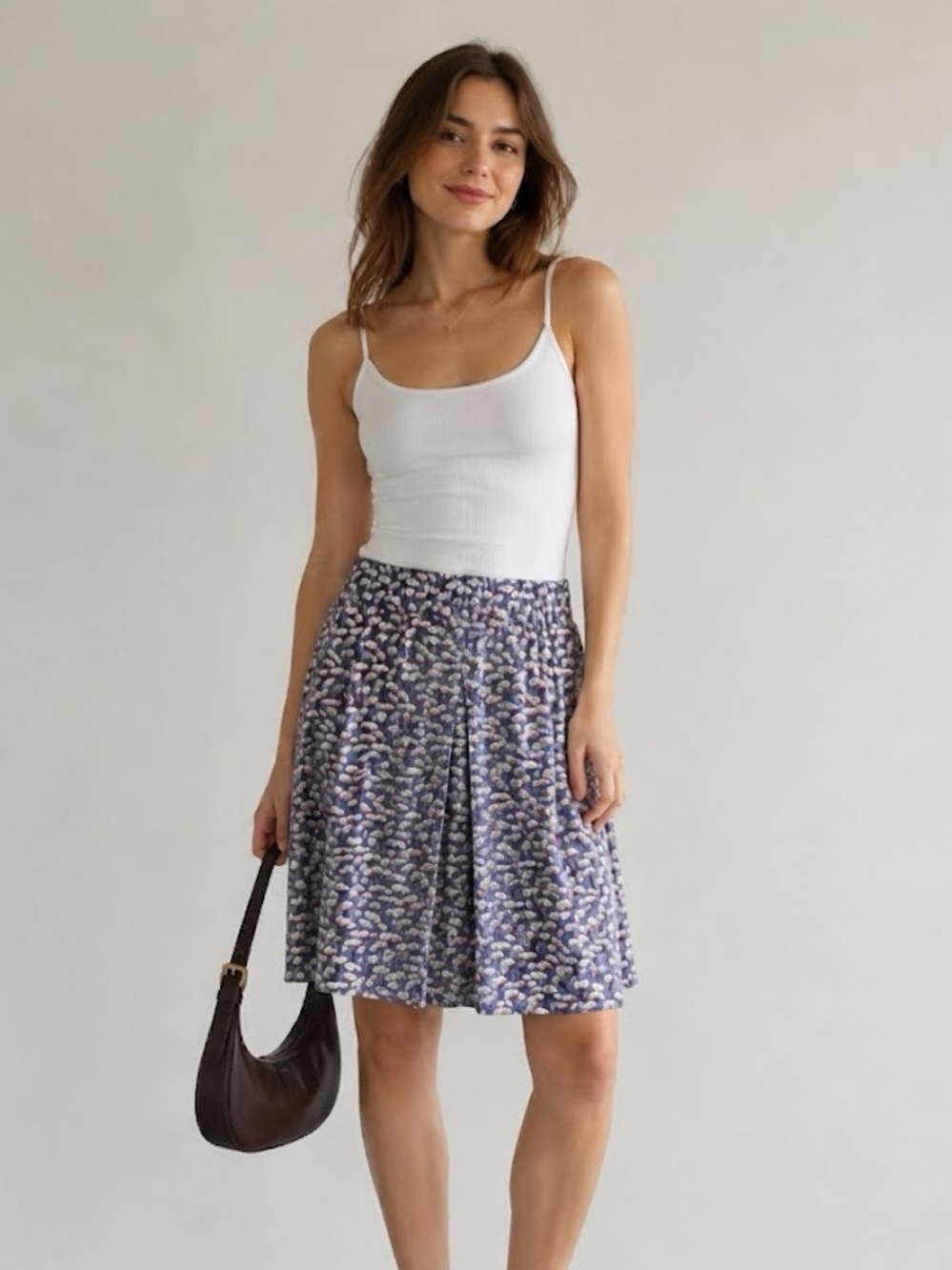 Container Floral Inverted Pleat Floral Skirt Blue Cottagecore Coquette Small